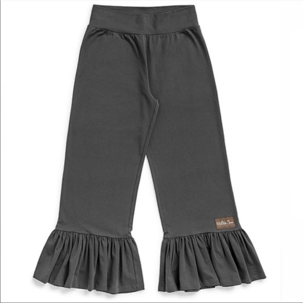 💙 Matilda Jane Cotton Strech Flare Grey Big Ruffle Crop Pants